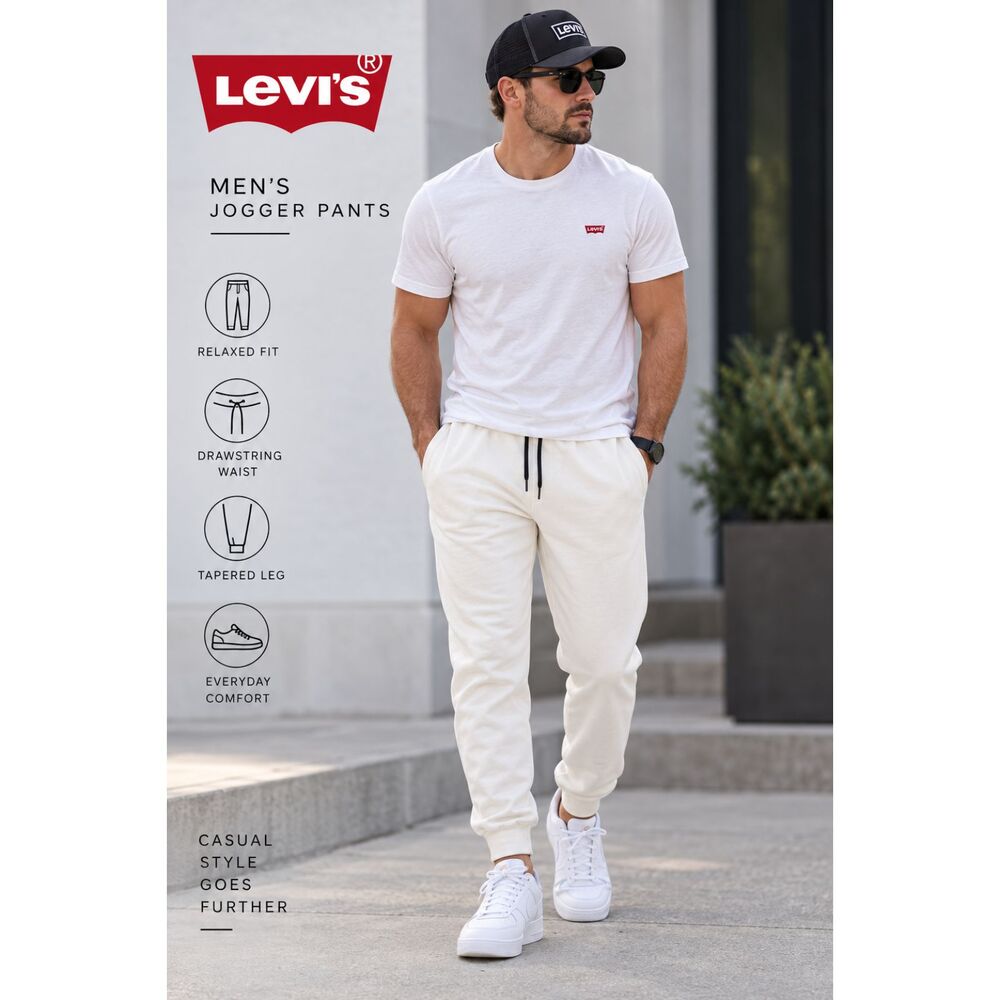 Levi's Men's White Jogger Pants Size Large Drawstring Casual Lounge